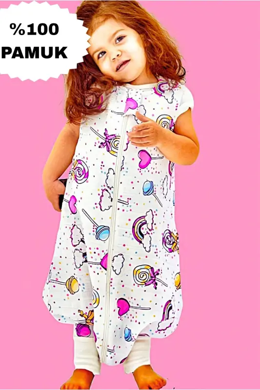 Oeko-tex Certified 100% Cotton Muslin Lollipop Baby Sleepsuit for Summer and Spring - GENEL MARKALAR