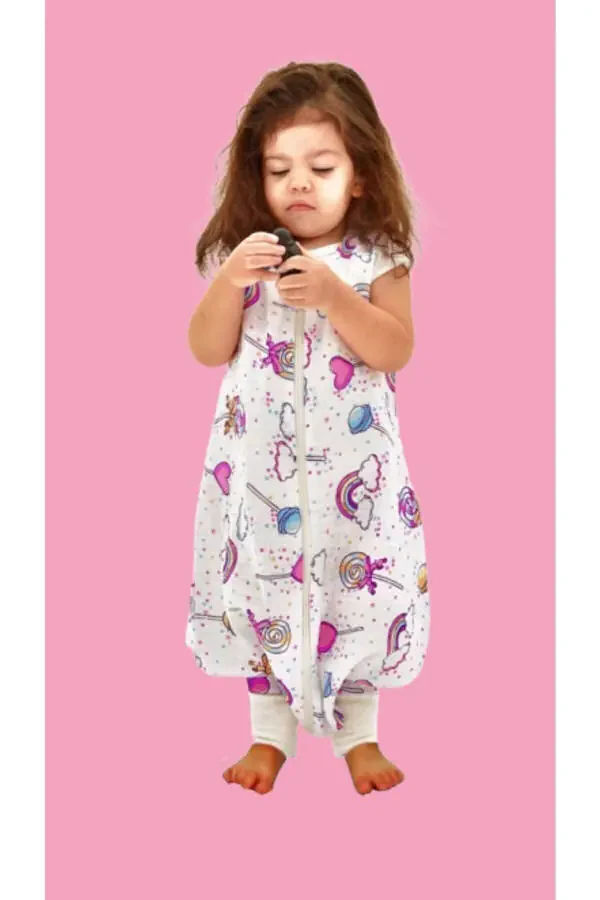 Oeko-tex Certified 100% Cotton Muslin Lollipop Baby Sleepsuit for Summer and Spring - 4