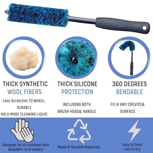 oesee 7PCS Car Wheel Rims Detail Cleaning PRO Wash Kit, Wheel Wash Mitt, Tire Brush, 2PCS Soft Woolies Wheels Brush, Detailing Brush, and Tire Dressing Pads, Microfiber Dry Towel Scratch-Free Cleaning - 6