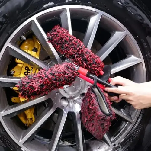 oesee Metal Free Microfiber Wheel Brush Kit- Microfiber Angled Wheel Brush, Long Handle Wheel Brush, Tire& Detailing Brush, Wheel Wash Mitt. Hands-On Wheel Detailing Kit for Daily Wheel Cleaning - 2