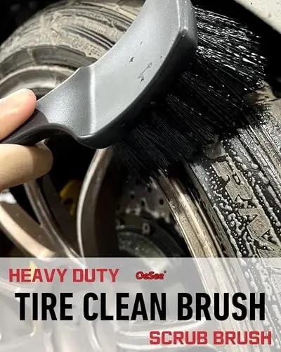 oesee Professional 4 Pack Long Handle Wheel Brush Kit for Cleaning Wheel and Tire- 2X Soft Wheel Cleaning Brush, Detailing Brush and Stiff Tire Brush, Bendable& Durable Wheel Rim Cleaner Brush Set - 4