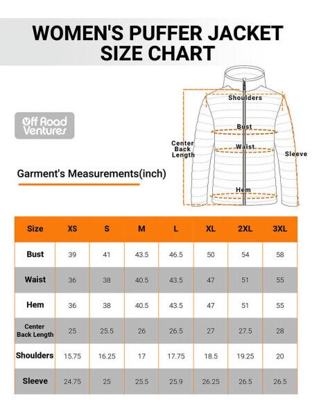 Off Road Ventures Women's Lightweight Puffer Jacket Packable Waterproof Hooded Winter Quilted Puffer Coat for Traveling Snow Ski - 7