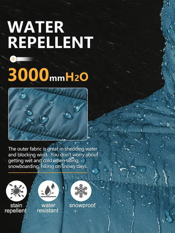 Off Road Ventures Женская Легкая Пуховая Куртка Упаковываемая Водонепроницаемая Зимняя Стеганая Пуховая Куртка с Капюшоном для Путешествий и Катания на Лыжах - 5