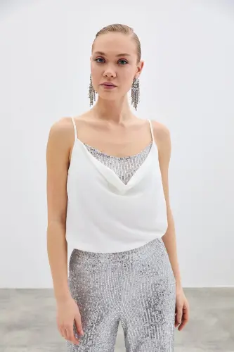 Off-Shoulder Blouse - Ecru - SATEEN (1)