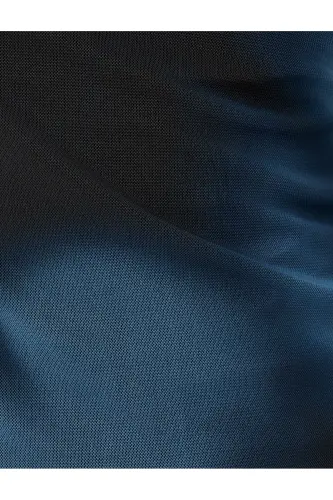 Off-Shoulder Draped Asymmetric Cut Midi Tulle Dress-Blue Patterned - 6