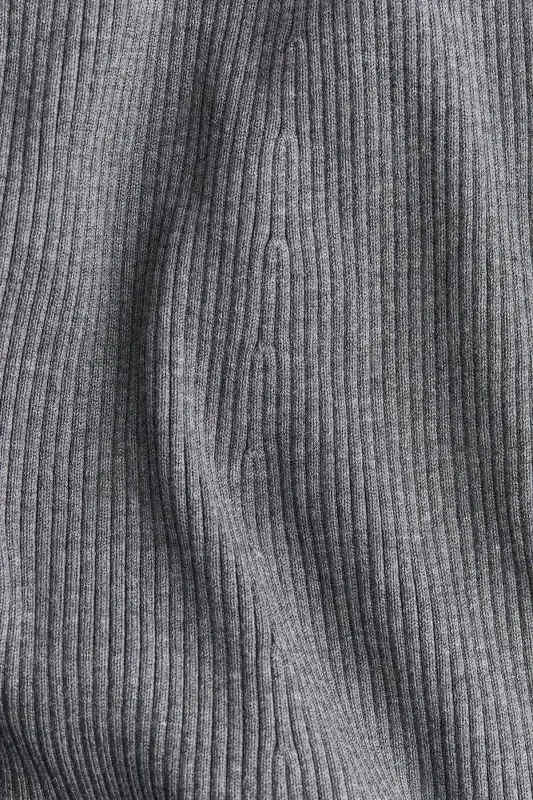 Off Shoulder Elastic Knit Dress-Grey marl - 3