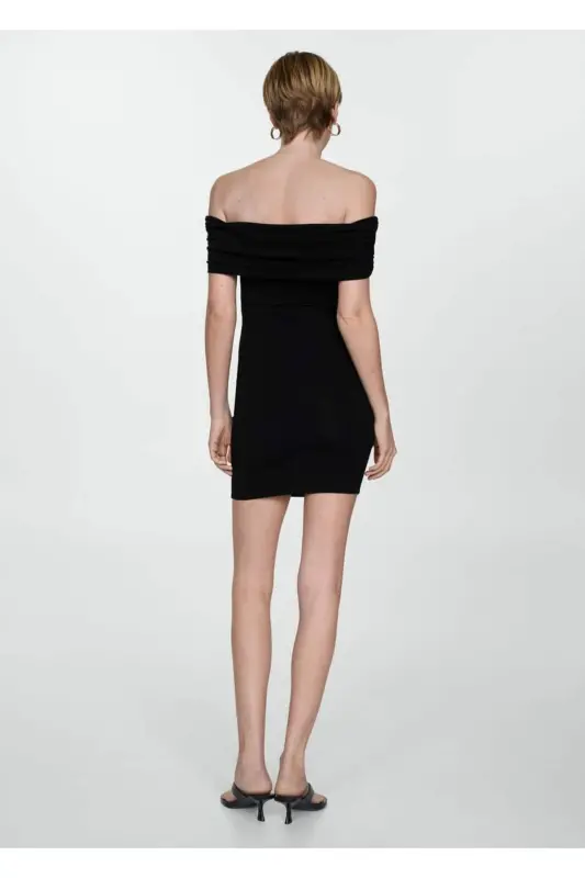 Off-shoulder mini dress - Black - 3