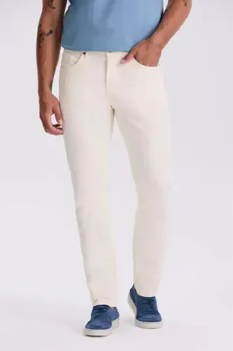 Off-White Regular Fit Cotton Casual 5 Pocket Trousers 