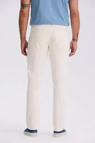 Off-White Regular Fit Cotton Casual 5 Pocket Trousers - 4