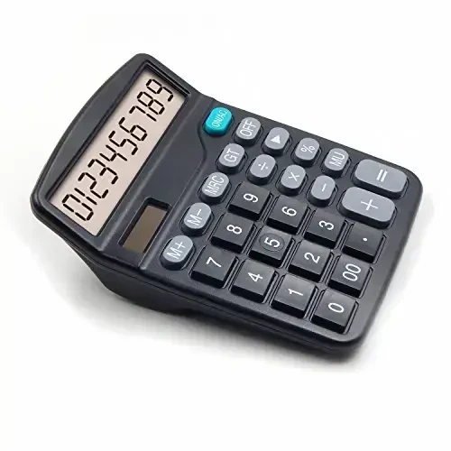 OFFDIX Office Desktop Calculator, Solar and Battery Dual Power Electronic Calculator Portable 12 Digit Large LCD Display Calculator 
