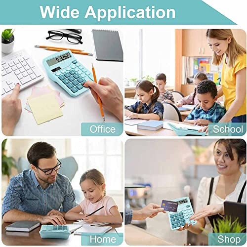 Office Desk Calculator, Cute Calculator for Kids, Basic Calculators Desktop, Dual Power Simple Financial Calculator with Big Button Large Display for Office Home and School (Blue) - 5