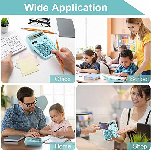 Office Desk Calculator, Cute Calculator for Kids, Basic Calculators Desktop, Dual Power Simple Financial Calculator with Big Button Large Display for Office Home and School (Blue) - 5