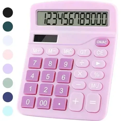 Office Desk Calculator, Cute Calculator for Kids, Basic Calculators Desktop, Dual Power Simple Financial Calculator with Big Button Large Display for Office Home and School (Purple) - PUNGLTD