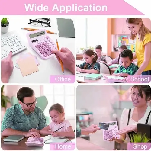 Office Desk Calculator, Cute Calculator for Kids, Basic Calculators Desktop, Dual Power Simple Financial Calculator with Big Button Large Display for Office Home and School (Purple) - 5