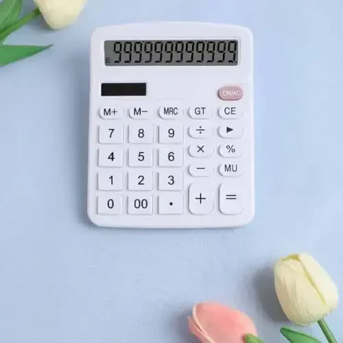 Office Desk Calculator, Cute Calculator for Kids, Basic Calculators Desktop, Dual Power Simple Financial Calculator with Big Button Large Display for Office Home and School (White) - 5