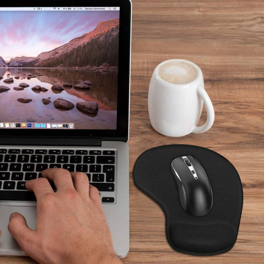 Office & Gaming Mouse Pad with Wrist Support Gel Cushion Rest Desk Mat for Desktop Computer, Laptop, MacBook, Notebook Magic Mouse Keyboard Home, Game Accessories GMP40 9.1 X 7.1 in- Black - 2