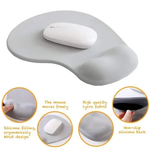 Office Mousepad Gel Bilakni qo'llab-quvvatlash bilan - Ergonomik O'yin Stolining Mouse Padi Bilak Tirsagi - Noutbuk Kompyuteri uchun Dizayn Gamepad Mat Kauchuk Asos (05Green) - 3
