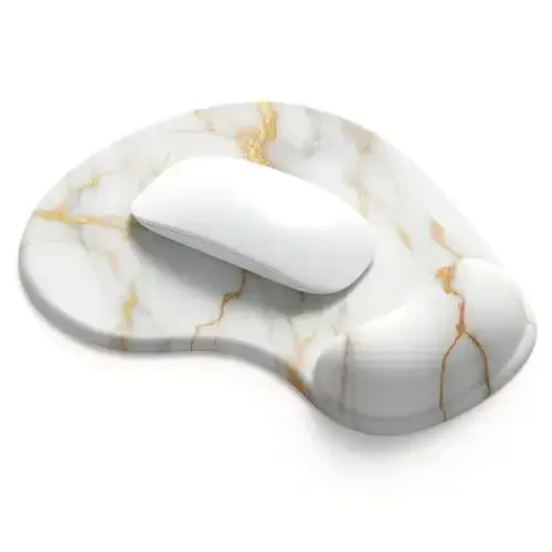 Office Mousepad Gel Bilakni Qo'llab-quvvatlash bilan - Ergonomik O'yin Stolining Sichqonchasi Bilagini Dam Olish - Noutbuk Kompyuteri uchun Dizayn Gamepad Mat Kauchuk Asos - Silikon Sirpanmaydigan Maxsus Teksturali Sirt (15MarbleW) 