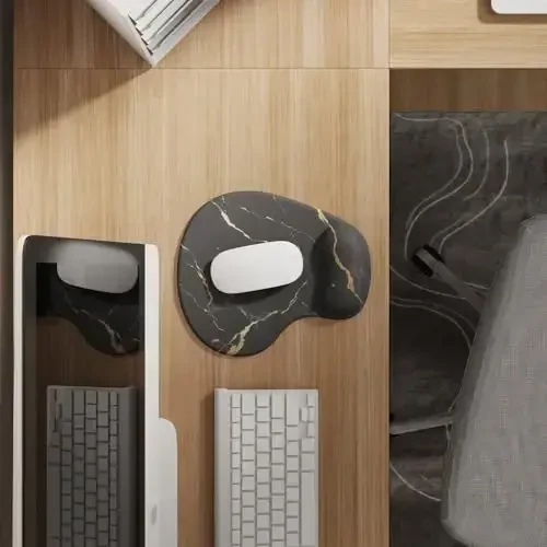 Office Mousepad Gel Bilakni Qo'llab-quvvatlash bilan - Ergonomik O'yin Stolining Sichqonchasi Bilakni Dam Olish joyi - Noutbuk Kompyuteri uchun Gamepad Mat Rezina Asos - Silikon Sirpanmaydigan Maxsus Teksturali Sirt (15MarbleB) - 2