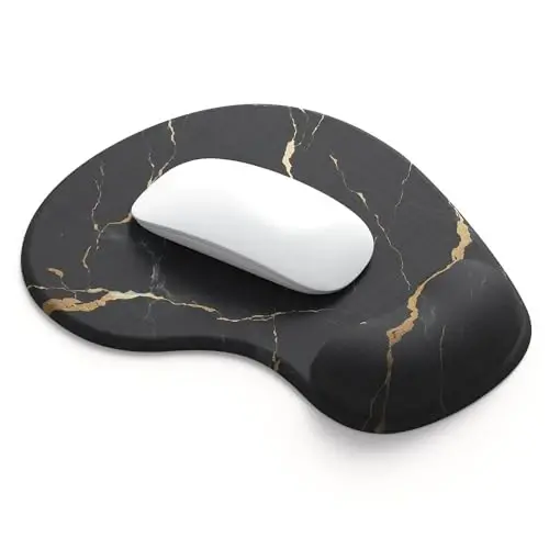 Office Mousepad Gel Bilakni Qo'llab-quvvatlash bilan - Ergonomik O'yin Stolining Sichqonchasi Bilakni Dam Olish joyi - Noutbuk Kompyuteri uchun Gamepad Mat Rezina Asos - Silikon Sirpanmaydigan Maxsus Teksturali Sirt (15MarbleB) 
