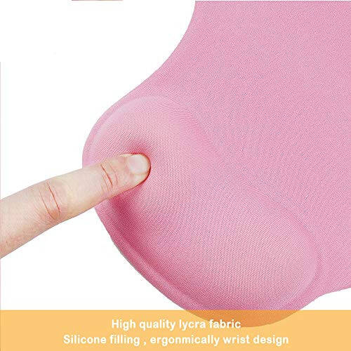 Office Mousepad with Gel Wrist Support - Ergonomic Gaming Desktop Mouse Pad Wrist Rest - Design Gamepad Mat Rubber Base for Laptop Computer -Silicone Non-Slip Special-Textured Surface (01Pink) - 10