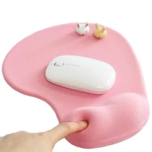 Office Mousepad with Gel Wrist Support - Ergonomic Gaming Desktop Mouse Pad Wrist Rest - Design Gamepad Mat Rubber Base for Laptop Computer -Silicone Non-Slip Special-Textured Surface (01Pink) - DEMON CHEST