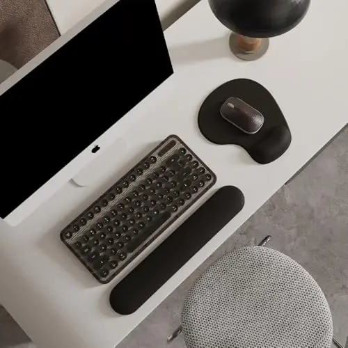 Office Mousepad with Gel Wrist Support - Ergonomic Gaming Desktop Mouse Pad Wrist Rest - Design Gamepad Mat Rubber Base for Laptop Computer -Silicone Non-Slip Special-Textured Surface (03Black) - 2