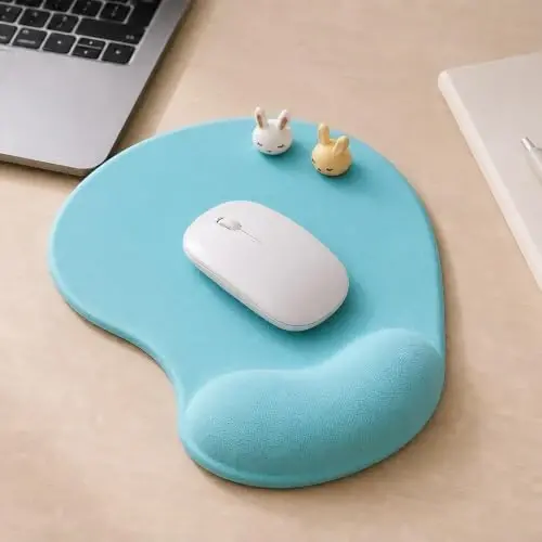 Office Mousepad with Gel Wrist Support - Ergonomic Gaming Desktop Mouse Pad Wrist Rest - Design Gamepad Mat Rubber Base for Laptop Computer -Silicone Non-Slip Special-Textured Surface (05LakeGreen) - 2