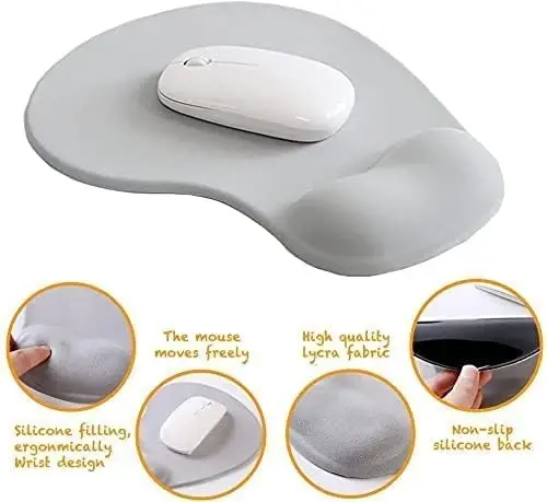 Office Mousepad with Gel Wrist Support - Ergonomic Gaming Desktop Mouse Pad Wrist Rest - Design Gamepad Mat Rubber Base for Laptop Computer -Silicone Non-Slip Special-Textured Surface (09Dark Grey) - 3
