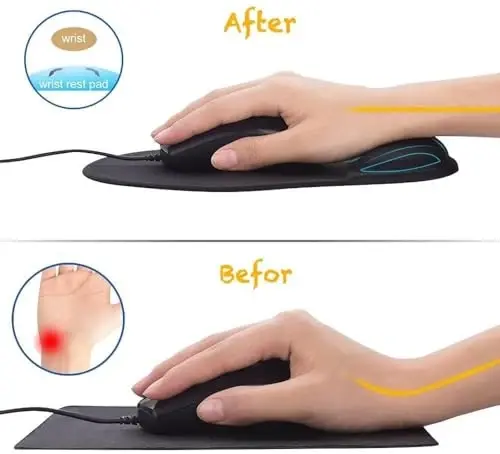 Office Mousepad with Gel Wrist Support - Ergonomic Gaming Desktop Mouse Pad Wrist Rest - Design Gamepad Mat Rubber Base for Laptop Computer -Silicone Non-Slip Special-Textured Surface (09Dark Grey) - 6