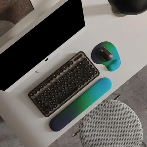 Office Mousepad with Gel Wrist Support - Ergonomic Gaming Desktop Mouse Pad Wrist Rest - Design Gamepad Mat Rubber Base for Laptop Computer -Silicone Non-Slip Special-Textured Surface (12AuroraB) - DEMON CHEST (1)