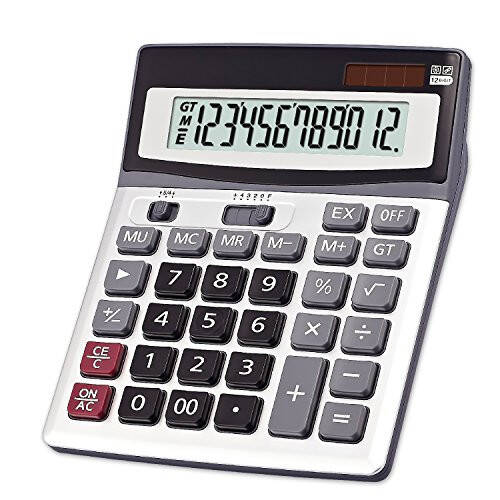 OFFIDIX Large Key Calculators Office Desktop Calculator, Dual Power Electronic Calculator Portable 12 Digit Large LCD Display Calculator Desk Calculator for Handheld for Daily and Basic Office - 1