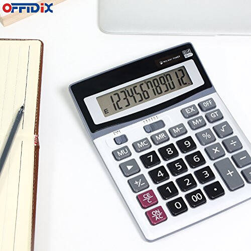 OFFIDIX Large Key Calculators Office Desktop Calculator, Dual Power Electronic Calculator Portable 12 Digit Large LCD Display Calculator Desk Calculator for Handheld for Daily and Basic Office - 5