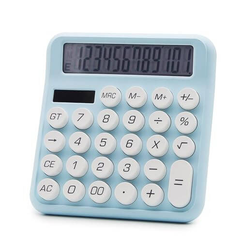 OFFIDIX Calculator 12 Digit Large LCD Display, Basic Desktop Big Button Calculator, Dual Power Solar Calculator for Office, School, Home (Blue) - 1