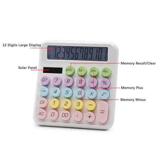 OFFIDIX Calculator 12 Digit Large LCD Display, Basic Desktop Big Button Calculator, Dual Power Solar Calculator for Office, School, Home (Blue) - 4