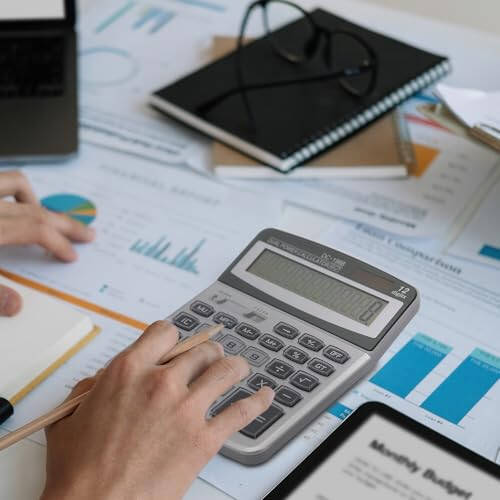 OFFIDIX Desk Calculator 12 Digits Extra Large LCD Display, Big Buttons Dual Power Solar Calculator for Office, Work, Business, Home and School - 7
