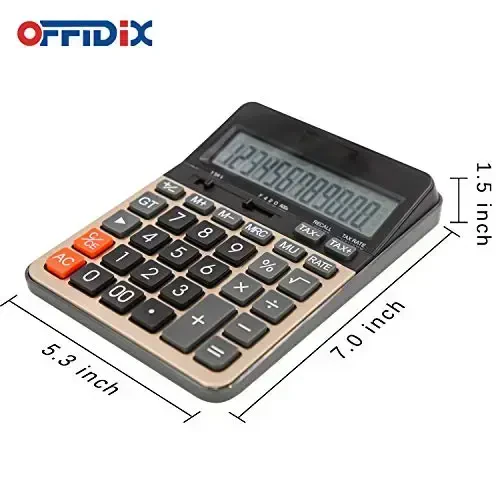 OFFIDIX Desktop Calculator katta 12 xonali LCD displey, quyosh batareyasi qo'shaloq quvvat, ofis, uy, maktab uchun ideal - MODAZONE (1)