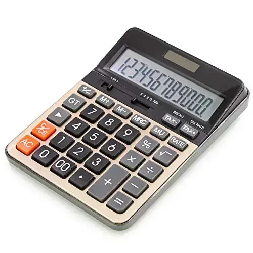 OFFIDIX Desktop Calculator with Large 12 Digit LCD Display, Solar Battery Dual Power, Perfect for Office, Home, School - MODAZONE