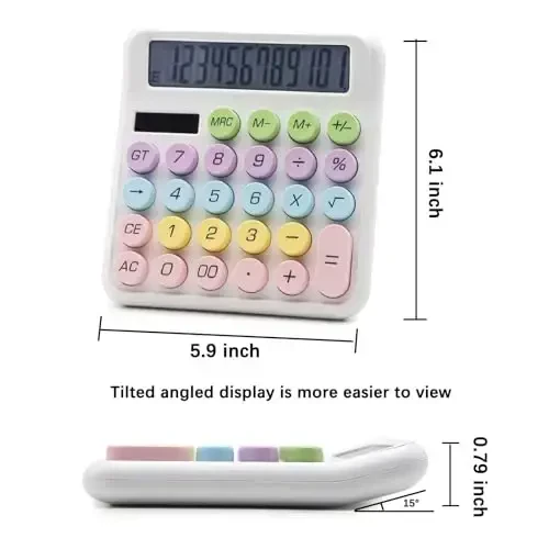OFFIDIX Calculator 12 Digit Large LCD Display,Basic Desktop Big Button Dual Power Solar Calculator for Office,School,Home,White - 2