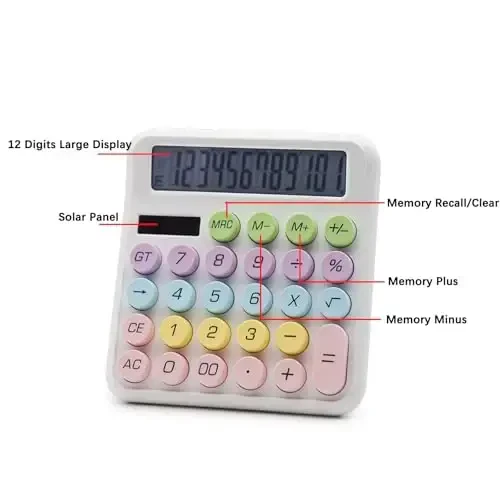 OFFIDIX Kalkulyatori 12 Xonali Katta LCD Displey, Basic Stol Katta Tugmali Kalkulyator, Ikki Quvvatli Quyosh Kalkulyatori Ofis, Maktab, Uy uchun (Ko'k) - 4