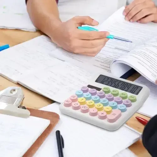 OFFIDIX Kalkulyatori 12 Xonali Katta LCD Displey, Basic Stol Katta Tugmali Kalkulyator, Ikki Quvvatli Quyosh Kalkulyatori Ofis, Maktab, Uy uchun (Ko'k) - 7