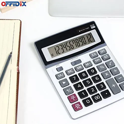 OFFIDIX Large Key Calculators Office Desktop Calculator, Dual Power Electronic Calculator Portable 12 Digit Large LCD Display Calculator Desk Calculator for Handheld for Daily and Basic Office - 5
