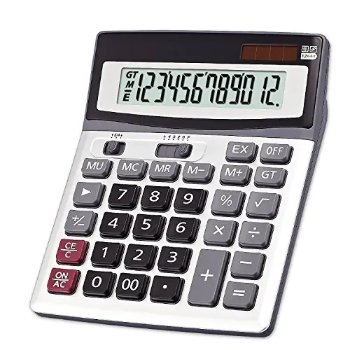 OFFIDIX Office Computer Key Electronic Calculator, Financial Calculators for Bank Stuff and Accouter, Financial Accounting Style 12-Digit Display with Battery and Solar Desktop Calculator - 1