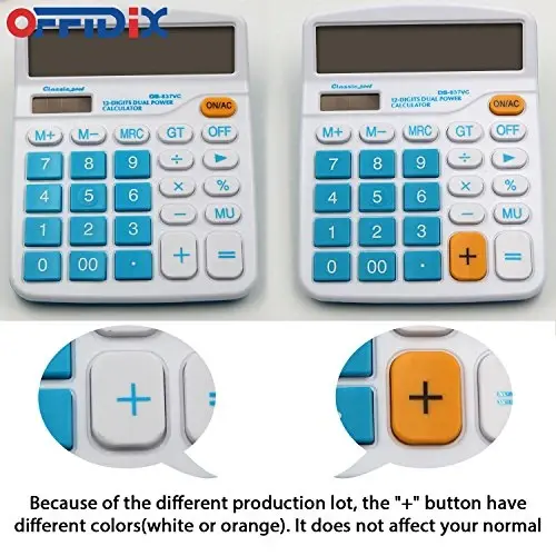 OFFIDIX Office Desktop Calculator, Solar and Battery Dual Power Electronic Calculator Portable 12 Digit Large LCD Display Calculator, Blue - 5