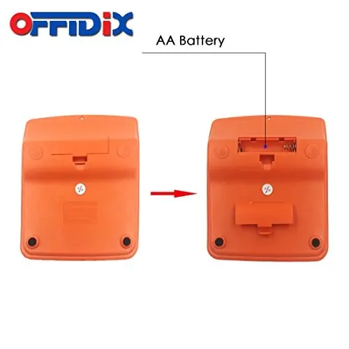 OFFIDIX Office Solar Desktop Calculator and Battery Dual Power Portable Electronic Calculator 12 Digits Large LCD Display Calculator Orange - 6