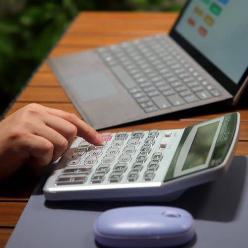 OFFIDIX stol kalkulyatori 12 raqamli juda katta LCD displey, katta tugmalar, ofis, ish, biznes, uy va maktab uchun quyosh energiyasi bilan ishlaydigan ikki tomonlama kalkulyator - 5