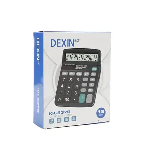 Office Desk Calculator - Dual Power Simple Financial Calculator with Big Button Large Display for Office, Home & School (Black) - 7