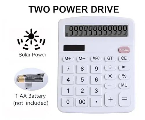 Office Desk Calculator, Cute Calculator for Kids, Basic Calculators Desktop, Dual Power Simple Financial Calculator with Big Button Large Display for Office Home and School (White) - 4