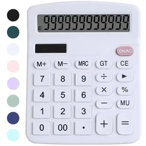 Office Desk Calculator, Cute Calculator for Kids, Basic Calculators Desktop, Dual Power Simple Financial Calculator with Big Button Large Display for Office Home and School (White) - PUNGLTD