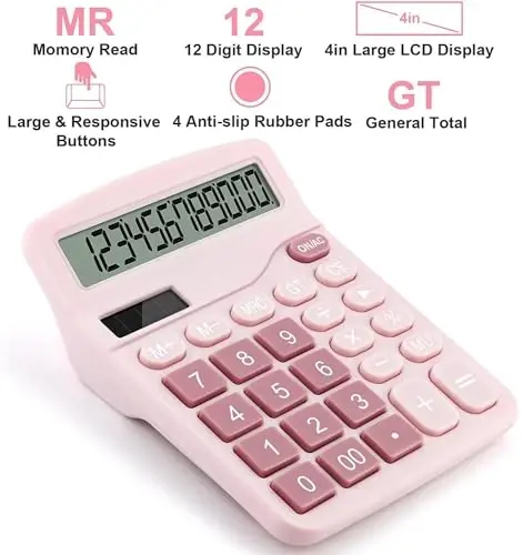 Office Desk Calculator, Cute Calculator for Kids, Basic Calculators Desktop, Dual Power Simple Financial Calculator with Big Button Large Display for Office Home and School (Pink) - 4